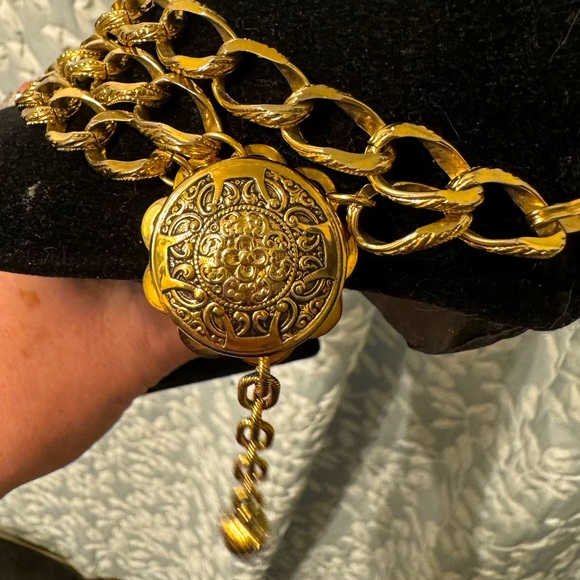 VINTAGE Multi Strand Chunky 14k Gold Plated Necklace - Picture 9 of 9